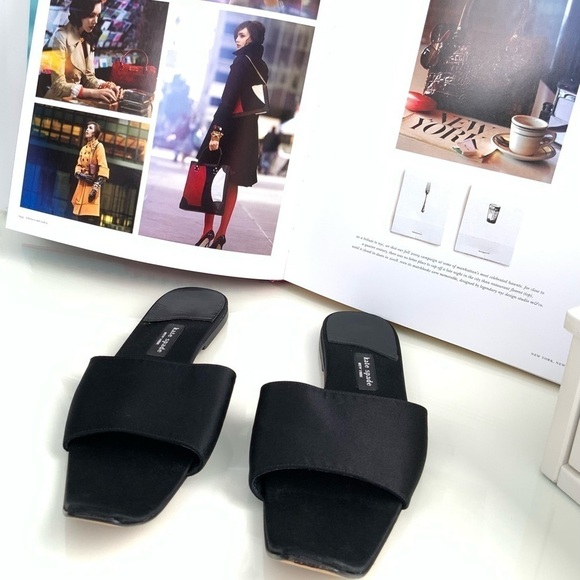 Kate Spade Black Satin & Leather Sandals - Picture 4 of 5